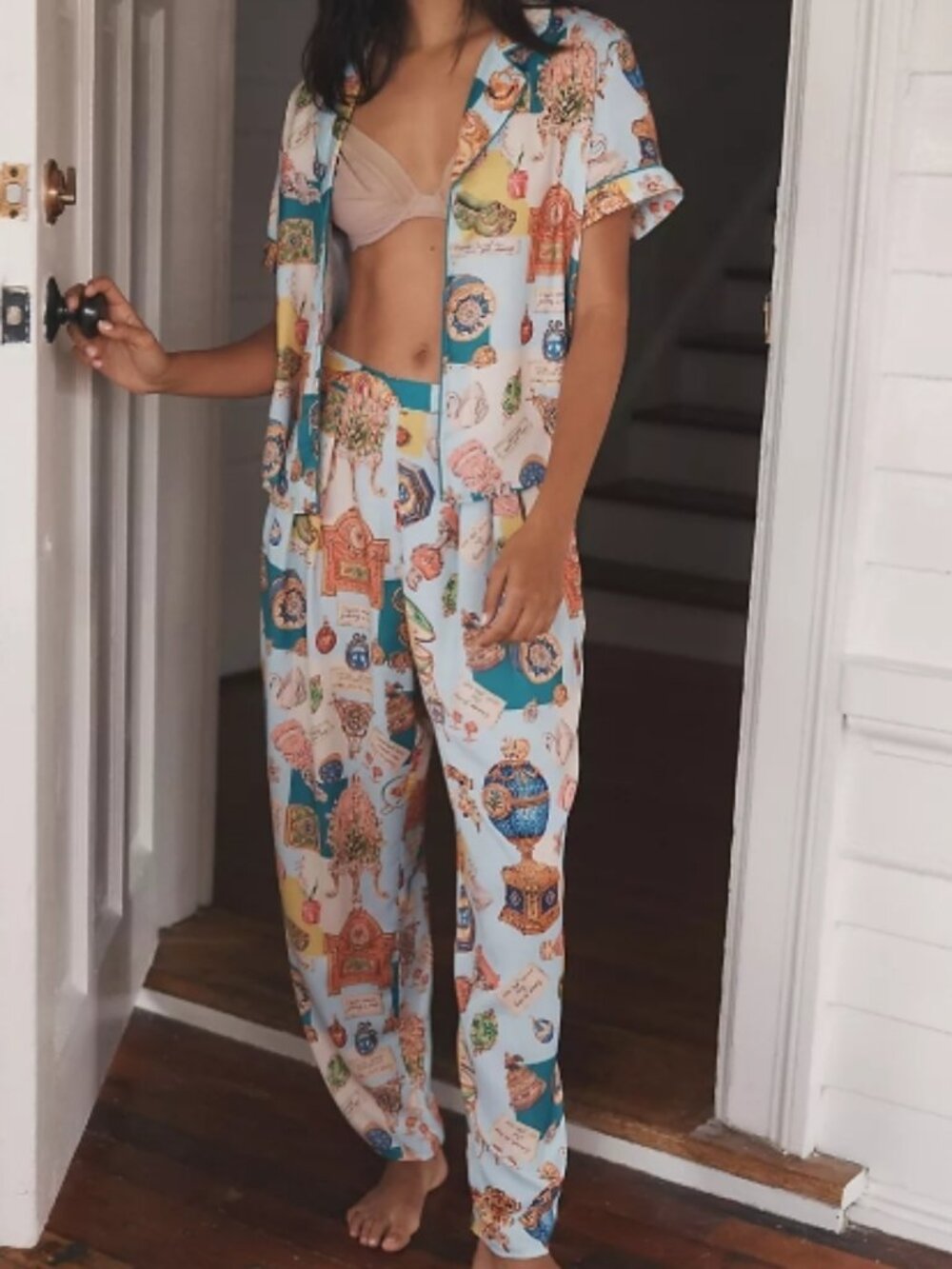 NWT Anthropologie LyreBird Printed Silky Barrel Pajama Pants Size S